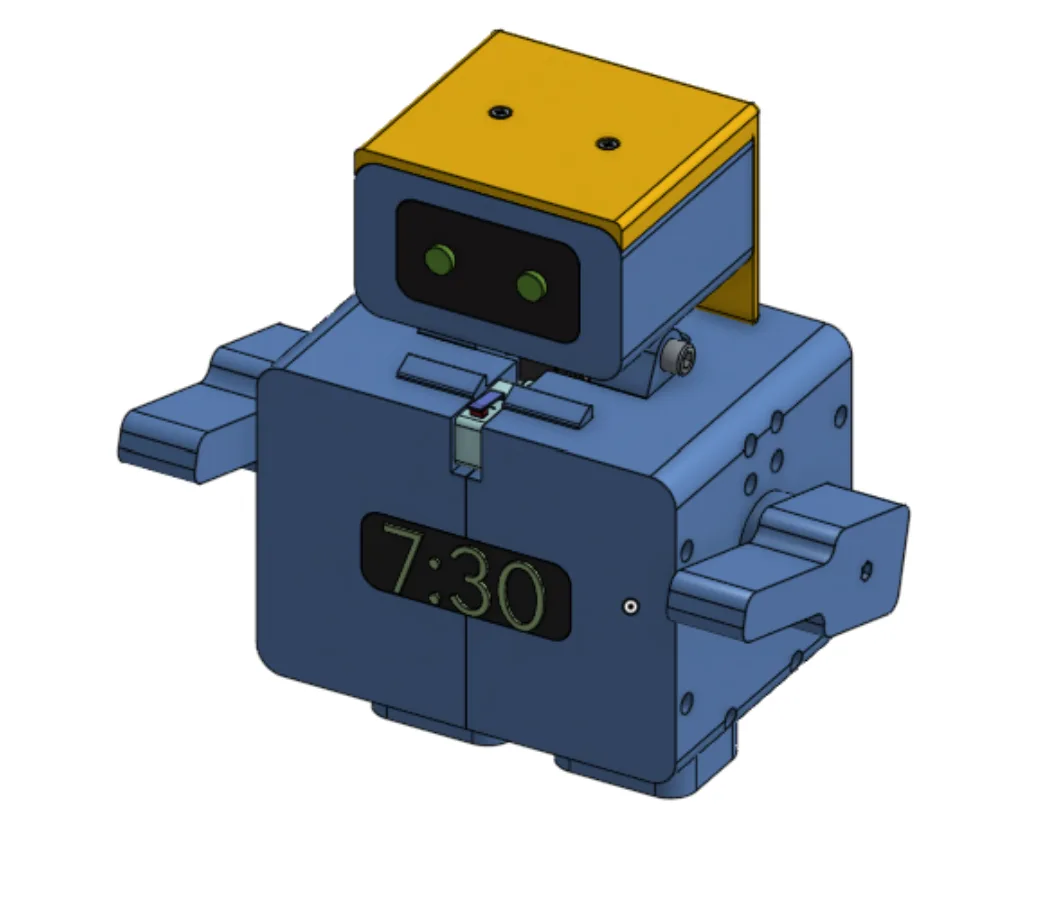 Final NOD CAD view with both articulated arms raised in the alarm state